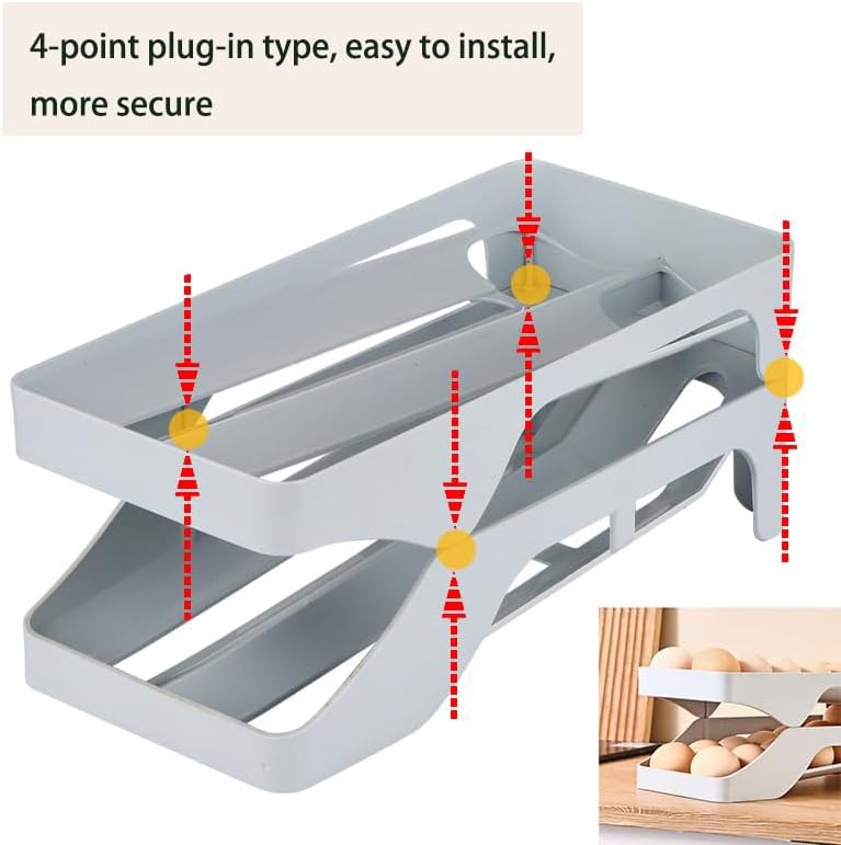 Micyples Egg Holder for Fridge,Automatic Rolling Egg Dispenser for Refrigerator Organizers and Storage,28 Egg Tray For Refrigeratorand Space Saving Storage for Gathering Fresh Egg Holder Countertop(grey) - Image 5
